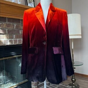 NWT Elie Tahari Ombre Velvet Orange Purple Blazer Size 6
